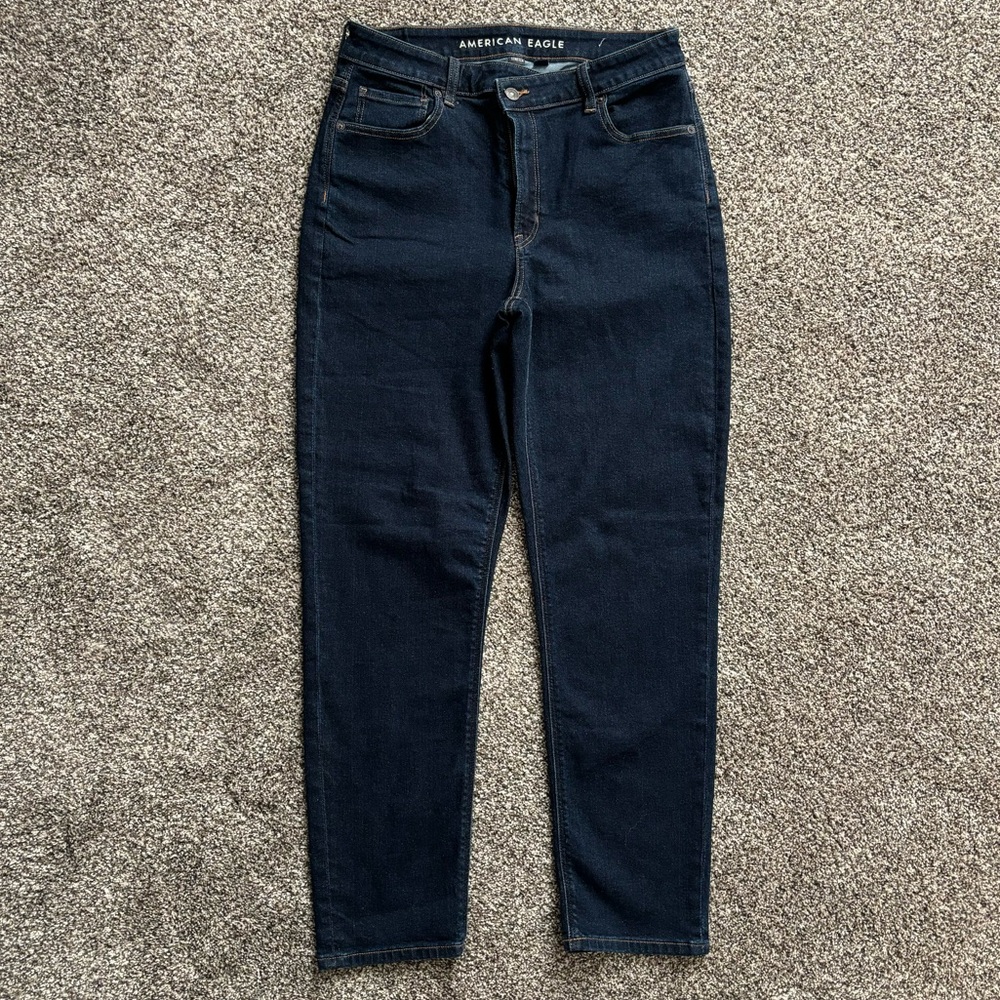 American Eagle Outfitters AEO stretch MOM jeans dark denim sz 8 barely worn